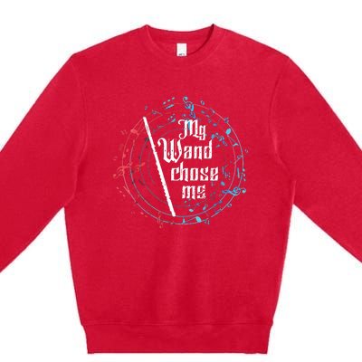 Funny My Wand Chose Me Flute Player Gift Flute Premium Crewneck Sweatshirt