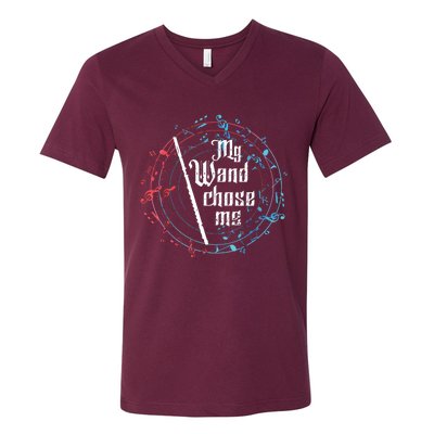 Funny My Wand Chose Me Flute Player Gift Flute V-Neck T-Shirt