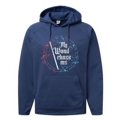 Funny My Wand Chose Me Flute Player Gift Flute Performance Fleece Hoodie