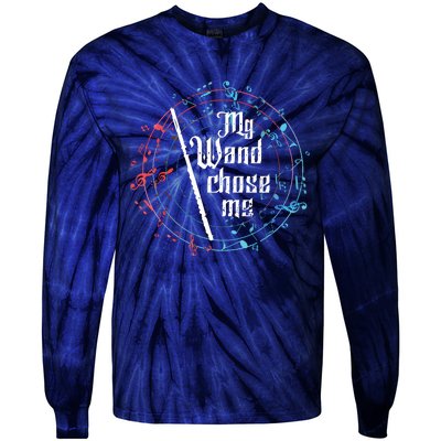 Funny My Wand Chose Me Flute Player Gift Flute Tie-Dye Long Sleeve Shirt