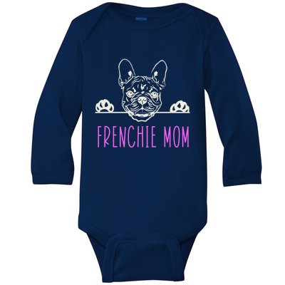 Frenchie Mom With French Bulldog Gift Baby Long Sleeve Bodysuit