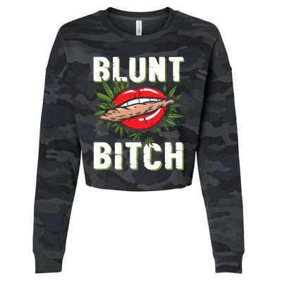 Funny Marijuana Weed 420 Weed Sexy Lips Cannabis Marijuana Cropped Pullover Crew