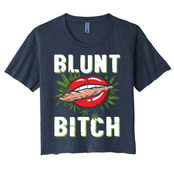 Funny Marijuana Weed 420 Weed Sexy Lips Cannabis Marijuana Women's Crop Top Tee