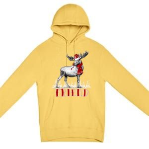 Friend Moose Wear Santa Hat Matching Family Gift Premium Pullover Hoodie