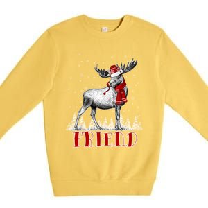 Friend Moose Wear Santa Hat Matching Family Gift Premium Crewneck Sweatshirt