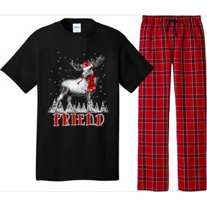 Friend Moose Wear Santa Hat Matching Family Gift Pajama Set