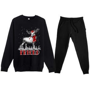 Friend Moose Wear Santa Hat Matching Family Gift Premium Crewneck Sweatsuit Set