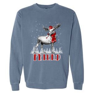 Friend Moose Wear Santa Hat Matching Family Gift Garment-Dyed Sweatshirt