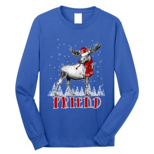 Friend Moose Wear Santa Hat Matching Family Gift Long Sleeve Shirt