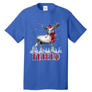 Friend Moose Wear Santa Hat Matching Family Gift Tall T-Shirt