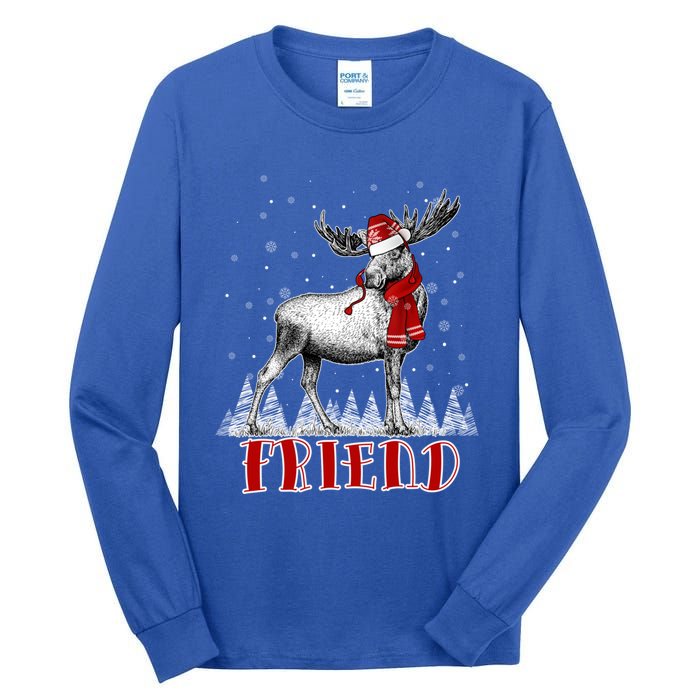 Friend Moose Wear Santa Hat Matching Family Gift Tall Long Sleeve T-Shirt