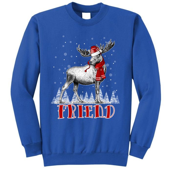 Friend Moose Wear Santa Hat Matching Family Gift Tall Sweatshirt