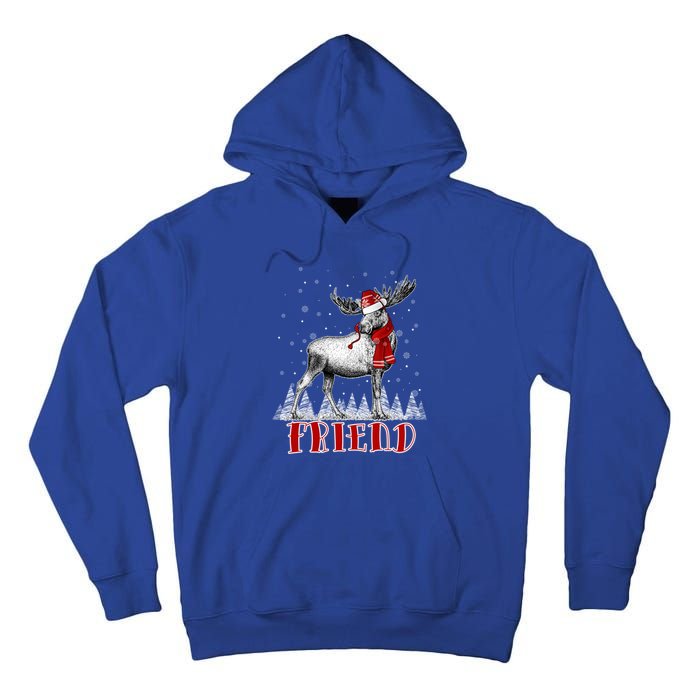 Friend Moose Wear Santa Hat Matching Family Gift Tall Hoodie