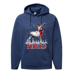 Friend Moose Wear Santa Hat Matching Family Gift Performance Fleece Hoodie