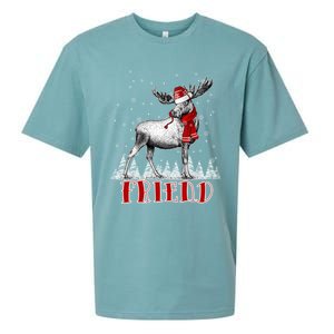 Friend Moose Wear Santa Hat Matching Family Gift Sueded Cloud Jersey T-Shirt