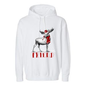 Friend Moose Wear Santa Hat Matching Family Gift Garment-Dyed Fleece Hoodie