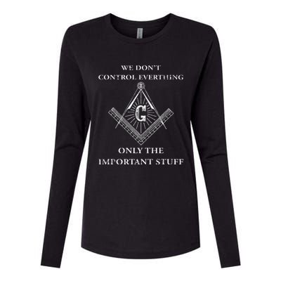 Freemason Masonic We Control The Important Stuff Womens Cotton Relaxed Long Sleeve T-Shirt