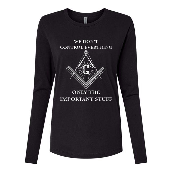 Freemason Masonic We Control The Important Stuff Womens Cotton Relaxed Long Sleeve T-Shirt