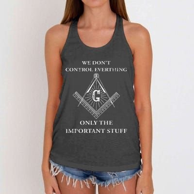 Freemason Masonic We Control The Important Stuff Women's Knotted Racerback Tank