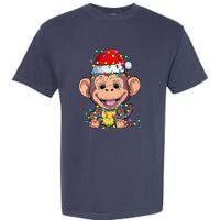 Funny Monkey Wearing Santa Hat Christmas Gift Garment-Dyed Heavyweight T-Shirt