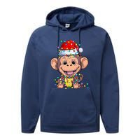 Funny Monkey Wearing Santa Hat Christmas Gift Performance Fleece Hoodie