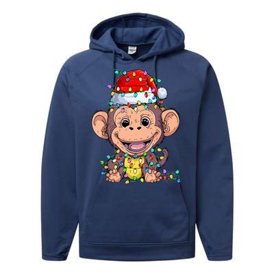 Funny Monkey Wearing Santa Hat Christmas Gift Performance Fleece Hoodie