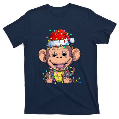 Funny Monkey Wearing Santa Hat Christmas Gift T-Shirt