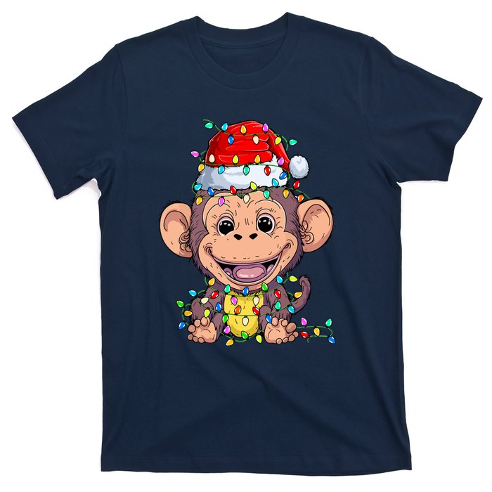 Funny Monkey Wearing Santa Hat Christmas Gift T-Shirt