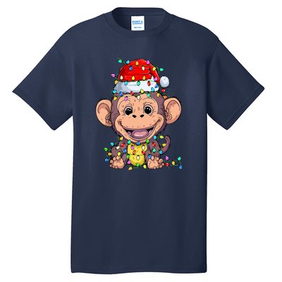 Funny Monkey Wearing Santa Hat Christmas Gift Tall T-Shirt