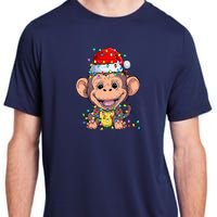 Funny Monkey Wearing Santa Hat Christmas Gift Adult ChromaSoft Performance T-Shirt