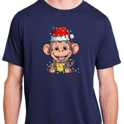 Funny Monkey Wearing Santa Hat Christmas Gift Adult ChromaSoft Performance T-Shirt