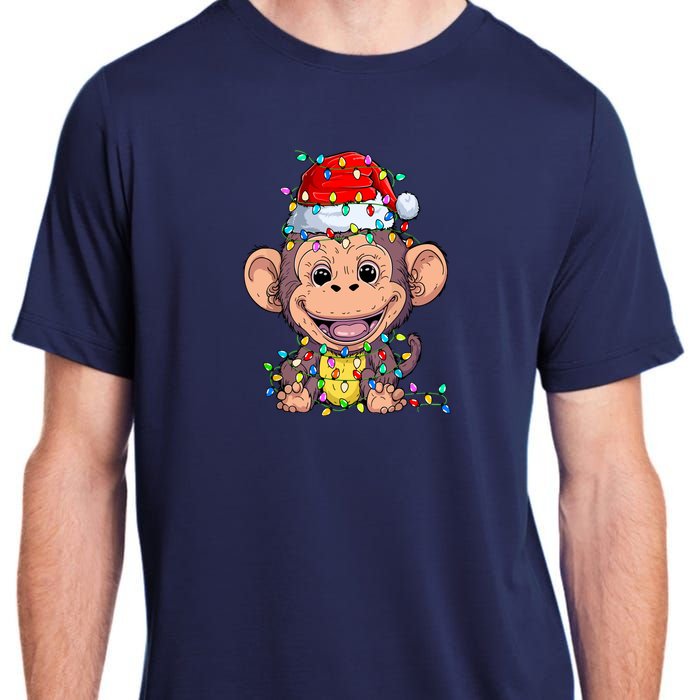 Funny Monkey Wearing Santa Hat Christmas Gift Adult ChromaSoft Performance T-Shirt