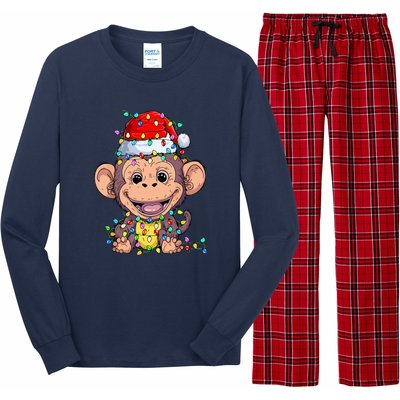 Funny Monkey Wearing Santa Hat Christmas Gift Long Sleeve Pajama Set