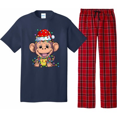 Funny Monkey Wearing Santa Hat Christmas Gift Pajama Set