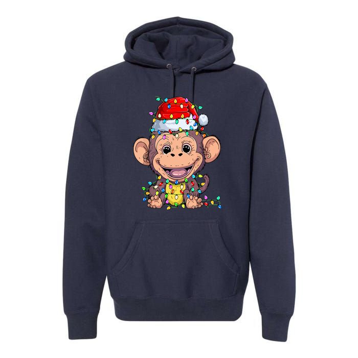 Funny Monkey Wearing Santa Hat Christmas Gift Premium Hoodie