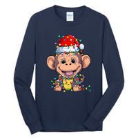 Funny Monkey Wearing Santa Hat Christmas Gift Tall Long Sleeve T-Shirt