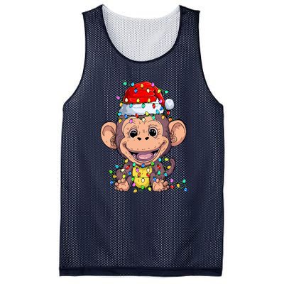 Funny Monkey Wearing Santa Hat Christmas Gift Mesh Reversible Basketball Jersey Tank