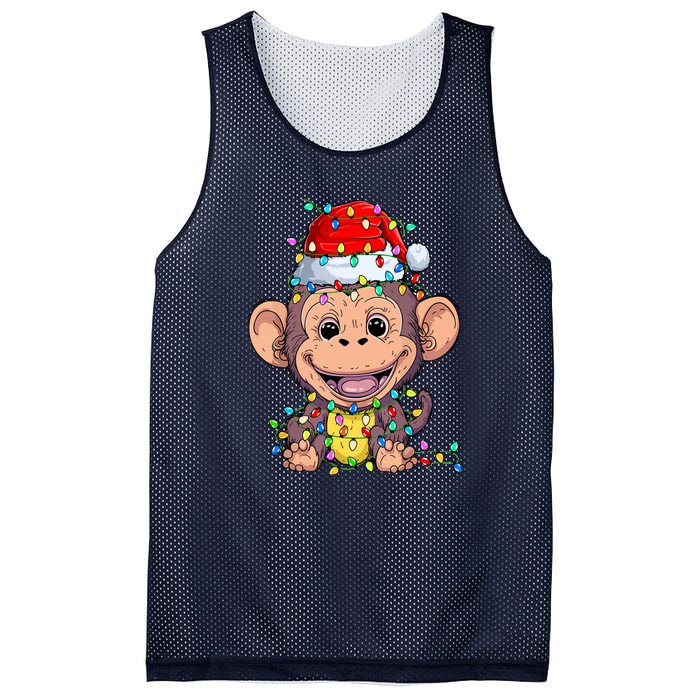 Funny Monkey Wearing Santa Hat Christmas Gift Mesh Reversible Basketball Jersey Tank