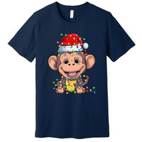 Funny Monkey Wearing Santa Hat Christmas Gift Premium T-Shirt