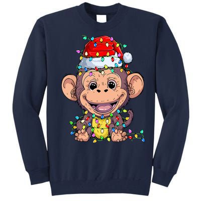 Funny Monkey Wearing Santa Hat Christmas Gift Tall Sweatshirt