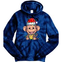 Funny Monkey Wearing Santa Hat Christmas Gift Tie Dye Hoodie