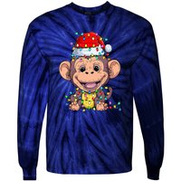 Funny Monkey Wearing Santa Hat Christmas Gift Tie-Dye Long Sleeve Shirt