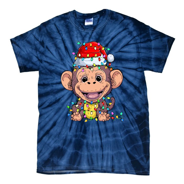 Funny Monkey Wearing Santa Hat Christmas Gift Tie-Dye T-Shirt