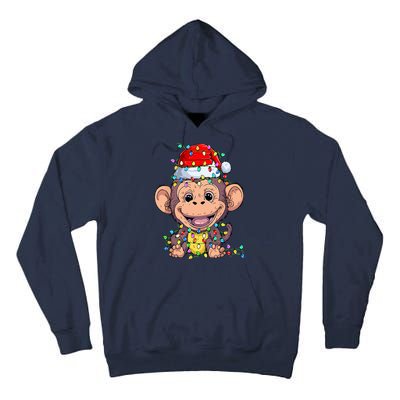 Funny Monkey Wearing Santa Hat Christmas Gift Tall Hoodie