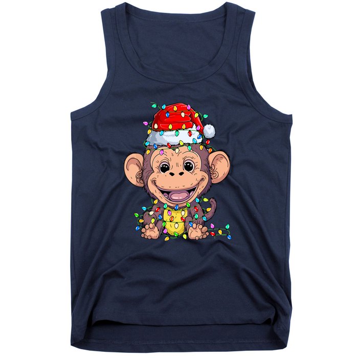 Funny Monkey Wearing Santa Hat Christmas Gift Tank Top