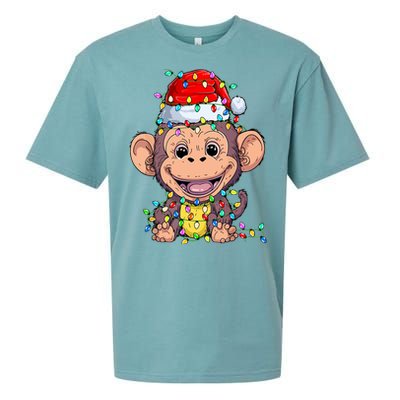 Funny Monkey Wearing Santa Hat Christmas Gift Sueded Cloud Jersey T-Shirt