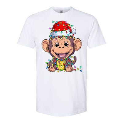 Funny Monkey Wearing Santa Hat Christmas Gift Softstyle CVC T-Shirt