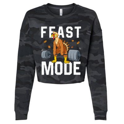 Feast Mode Weightlifting Turkey Day Thanksgiving Christmas Gift Cropped Pullover Crew