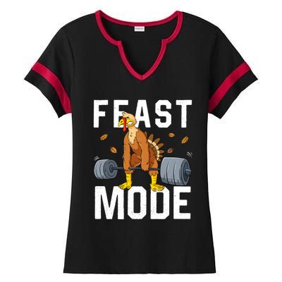 Feast Mode Weightlifting Turkey Day Thanksgiving Christmas Gift Ladies Halftime Notch Neck Tee