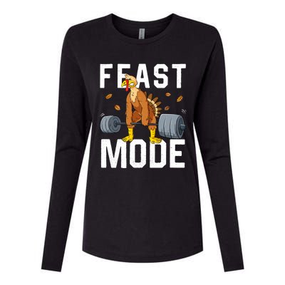 Feast Mode Weightlifting Turkey Day Thanksgiving Christmas Gift Womens Cotton Relaxed Long Sleeve T-Shirt